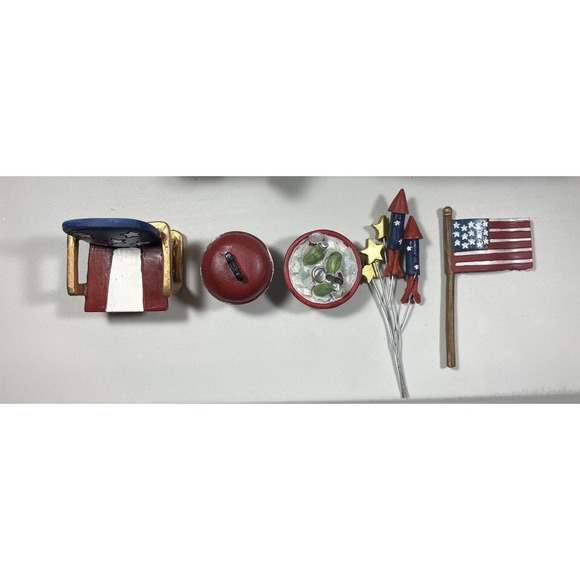 Mini World by Giftcraft 4th of July America 5 Pc. Flag Chair BBQ Fireworks Drink - Picture 2 of 8